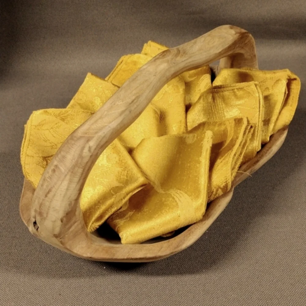 Rustic carved teak tray/basket